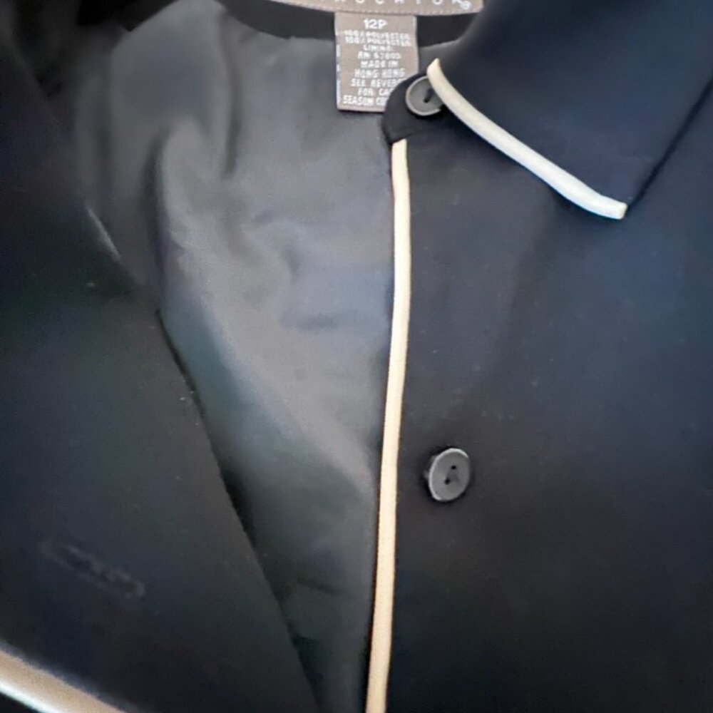 Norton McNaughton Petites Black Jacket white Trim, light wt Size 12P - Picture 6 of 7